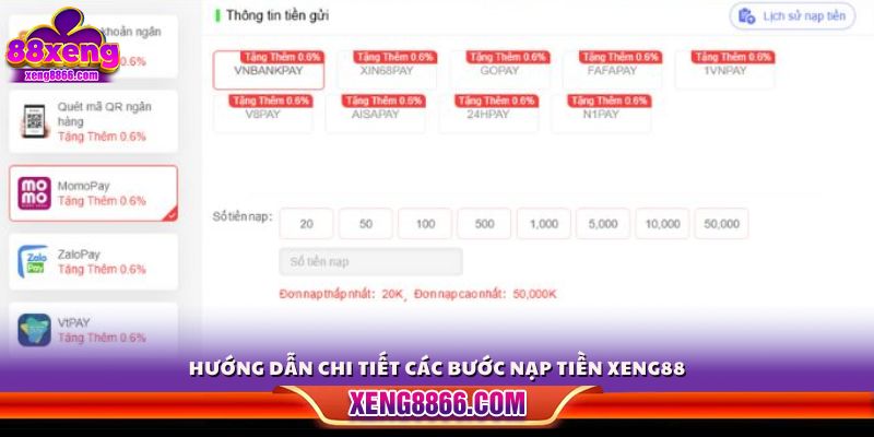 Cách nạp tiền vào tài khoản Xeng 88 từng bước 